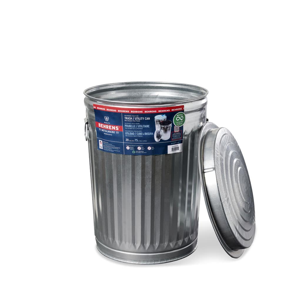 Behrens 20 Gallon Galvanized Steel Trash Can with Lid - East