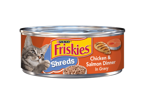 Friskies Savory Shreds Chicken And Salmon Dinner In Gravy Canned Cat Food