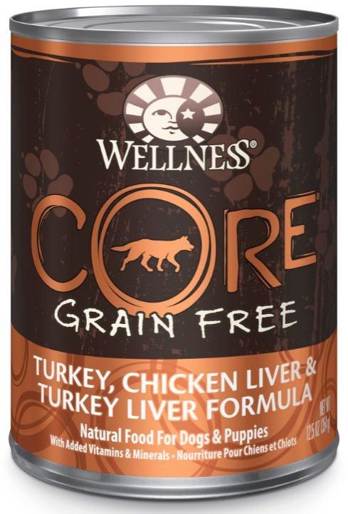 Wellness CORE Grain Free Natural Turkey, Chicken and Turkey Liver Recipe Wet Canned Dog Food