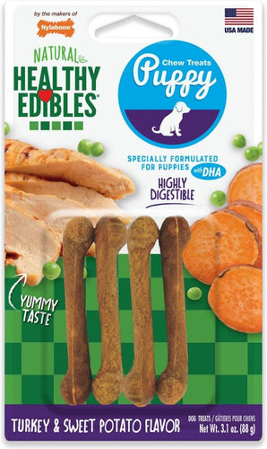 Nylabone Healthy Edibles Puppy Turkey And Sweet Potato Dog Treats Petite 4 pack East Longmeadow MA A.W. Brown Pet Garden Store