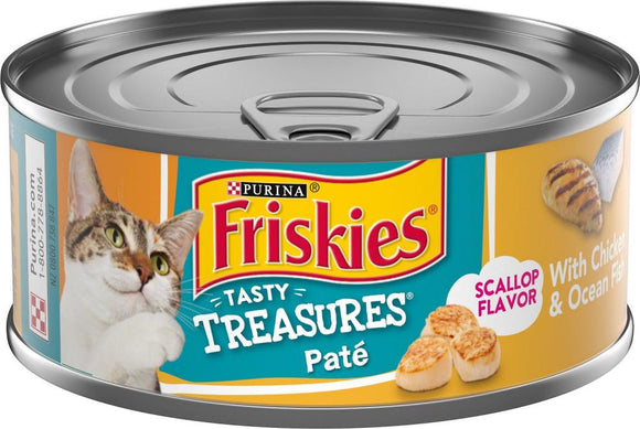 Friskies Tasty Treasures Pate Chicken, Ocean Fish & Scallop Canned Cat Food