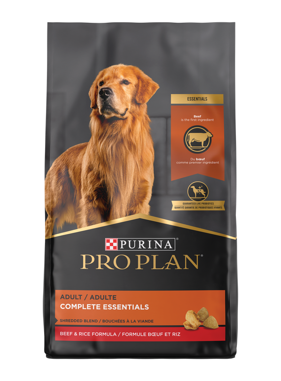 Purina Pro Plan Adult Complete Essentials Shredded Blend Beef & Rice Dry Dog Food