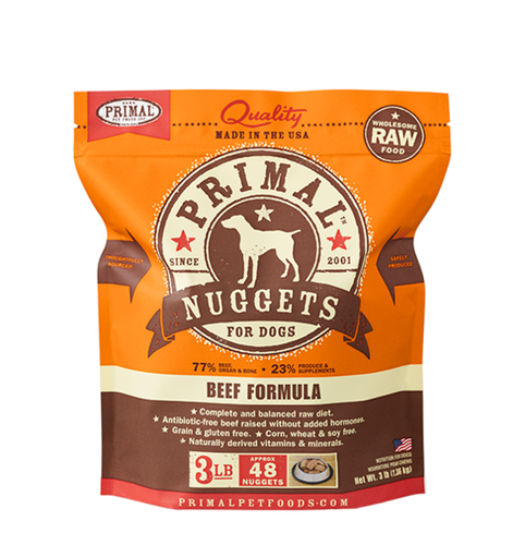 Primal Pet Foods Canine Raw Frozen Nuggets (Beef 3 Lb)